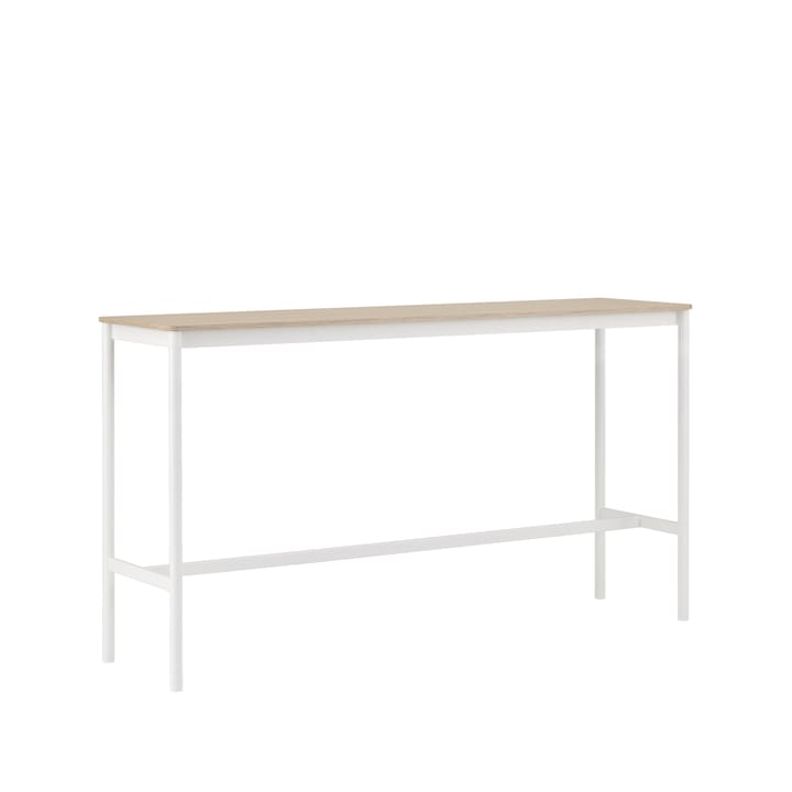 Tavolo da bar Base High, rovere, base bianca, bordo in compensato, b: 50 cm, l. 190 cm, alt. 105 cm Muuto