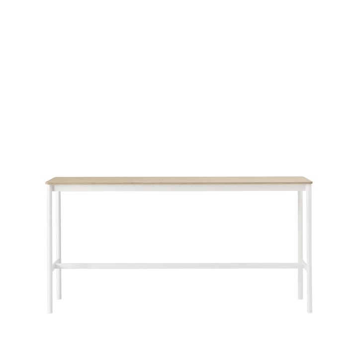 Tavolo da bar Base High, rovere, base bianca, bordo in compensato, b: 50 cm, l. 190 cm, alt. 95 cm Muuto