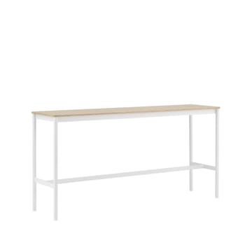 Tavolo da bar Base High - rovere, base bianca, bordo in compensato, b: 50 cm, l. 190 cm, alt. 95 cm - Muuto