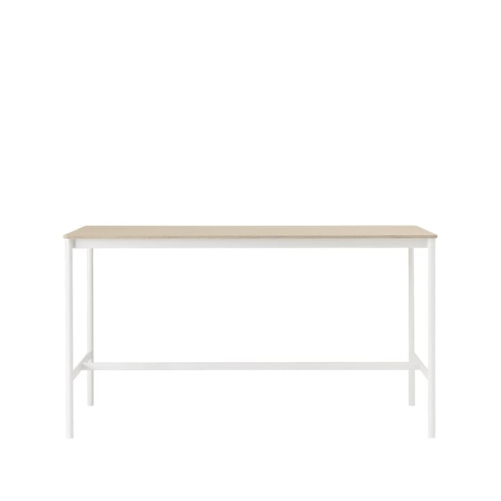 Tavolo da bar Base High - rovere, base bianca, bordo in compensato, b: 85 cm, l. 190 cm, alt. 105 cm - Muuto