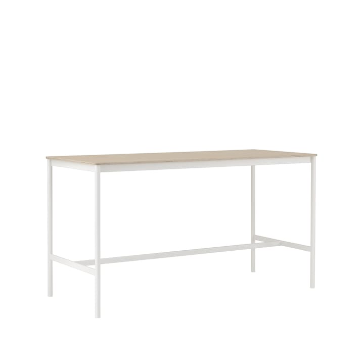 Tavolo da bar Base High, rovere, base bianca, bordo in compensato, b: 85 cm, l. 190 cm, alt. 105 cm Muuto