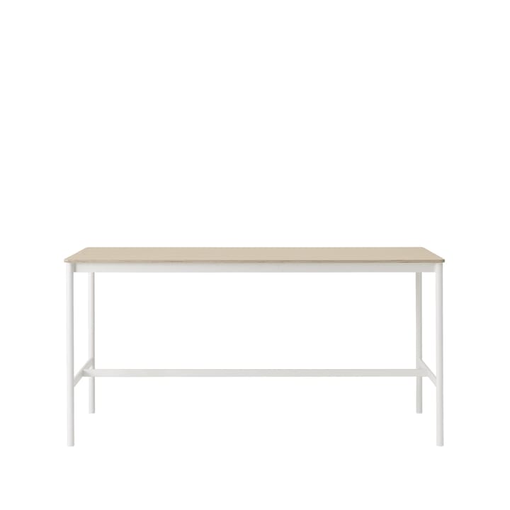 Tavolo da bar Base High, rovere, base bianca, bordo in compensato, b: 85 cm, l. 190 cm, alt. 95 cm Muuto