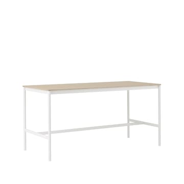 Tavolo da bar Base High - rovere, base bianca, bordo in compensato, b: 85 cm, l. 190 cm, alt. 95 cm - Muuto