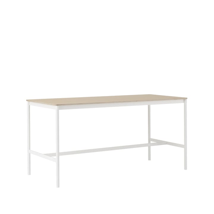 Tavolo da bar Base High, rovere, base bianca, bordo in compensato, b: 85 cm, l. 190 cm, alt. 95 cm Muuto