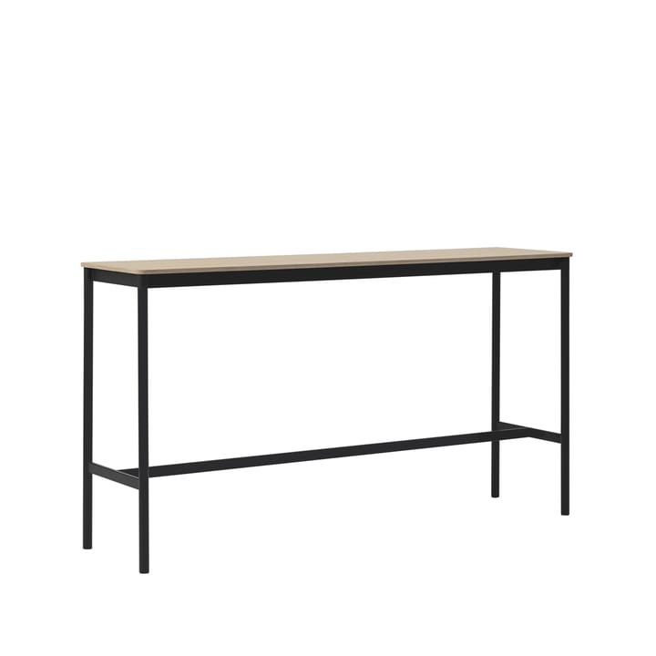 Tavolo da bar Base High, rovere, base nera, bordo in compensato, b: 50 cm, l. 190 cm, alt. 105 cm Muuto