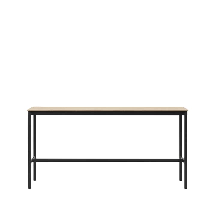 Tavolo da bar Base High - rovere, base nera, bordo in compensato, b: 50 cm, l. 190 cm, alt. 95 cm - Muuto