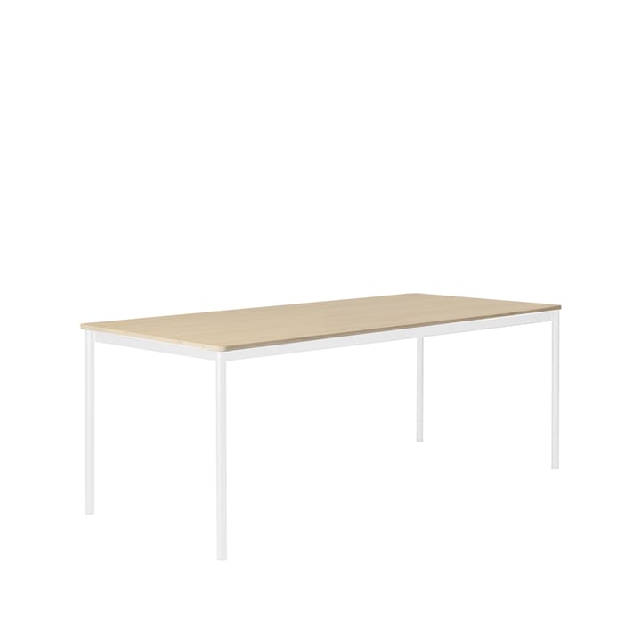 Tavolo da pranzo Base - rovere, base bianca, bordo in compensato, 190x85 cm - Muuto