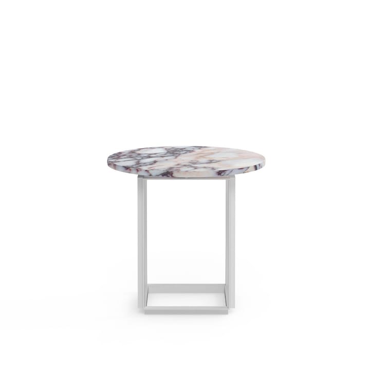 Tavolino Florence - marmo white viola, Ø 50 cm, base bianca - New Works