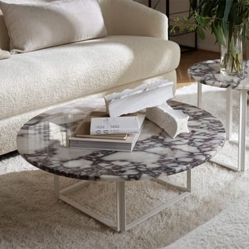 Tavolino Florence - marmo white viola, Ø 90 cm, base bianca - New Works