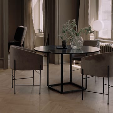 Tavolo da pranzo rotondo Florence - frassino nero, Ø 145 cm, base nera - New Works