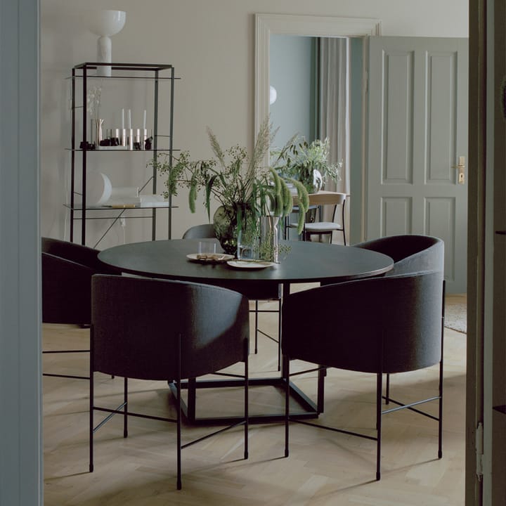 Tavolo da pranzo rotondo Florence - marmo nero Marquina, Ø 120 cm, base nera - New Works