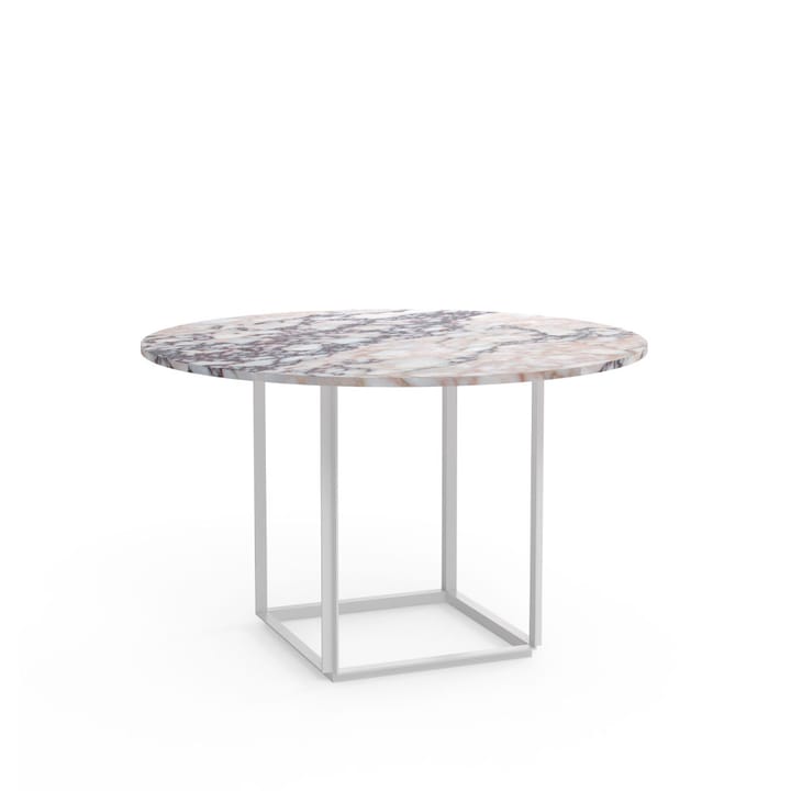 Tavolo da pranzo rotondo Florence - marmo white viola, Ø 120 cm, base bianca - New Works