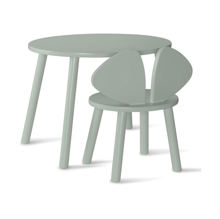 Sedia + tavolo per bambini Mouse  - Verde oliva - Nofred