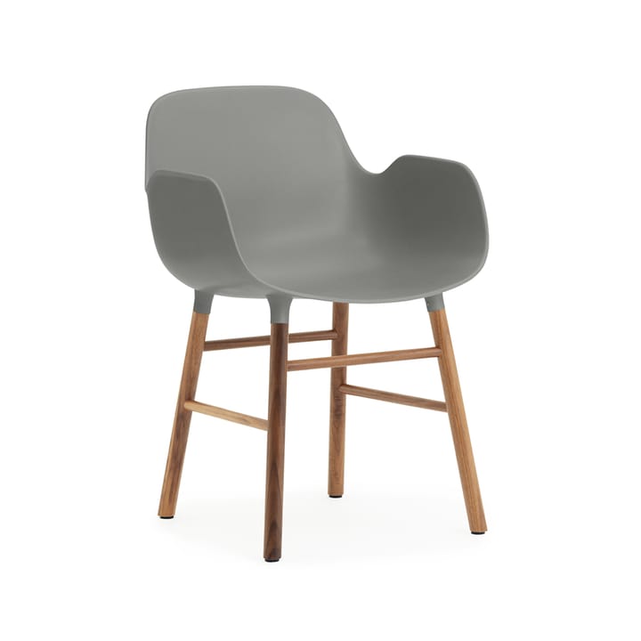 Sedia con braccioli Form - grigio, gambe in noce - Normann Copenhagen