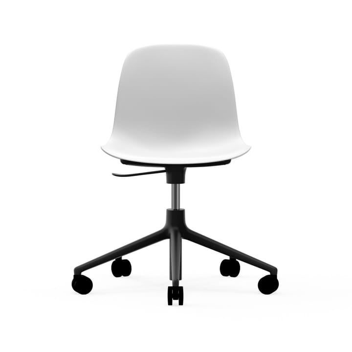 Sedia da ufficio girevole Form 5W - bianco, alluminio nero, ruote - Normann Copenhagen