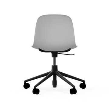 Sedia da ufficio girevole Form 5W - bianco, alluminio nero, ruote - Normann Copenhagen