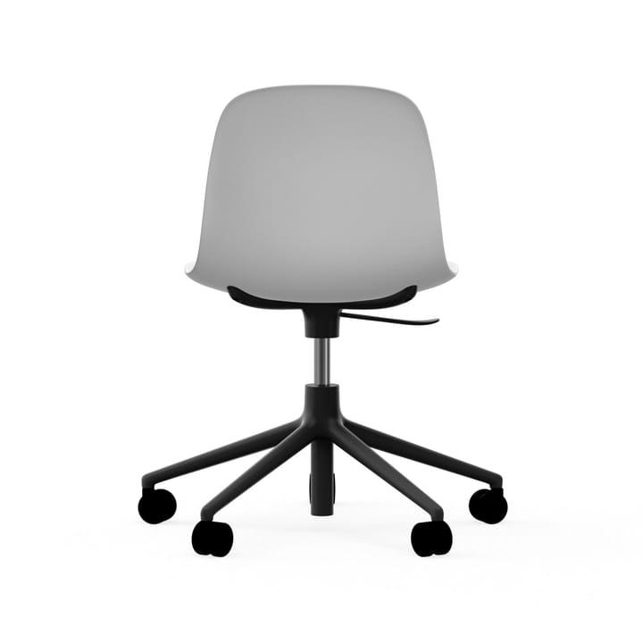 Sedia da ufficio girevole Form 5W - bianco, alluminio nero, ruote - Normann Copenhagen