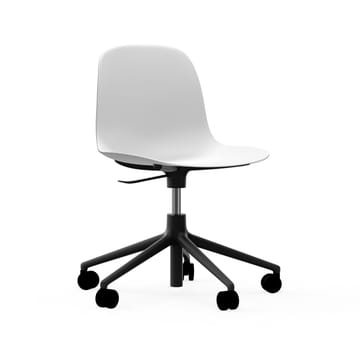 Sedia da ufficio girevole Form 5W - bianco, alluminio nero, ruote - Normann Copenhagen