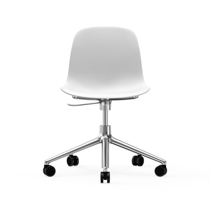 Sedia da ufficio girevole Form 5W - bianco, alluminio, ruote - Normann Copenhagen