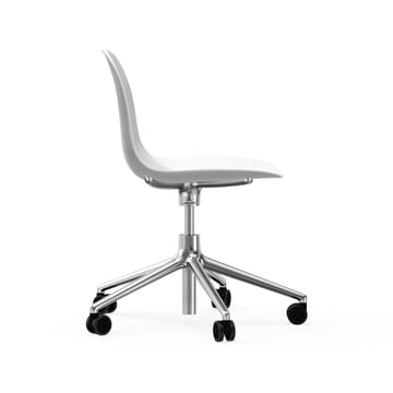 Sedia da ufficio girevole Form 5W - bianco, alluminio, ruote - Normann Copenhagen