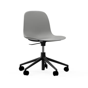 Sedia da ufficio girevole Form 5W - grigio, alluminio nero, ruote - Normann Copenhagen