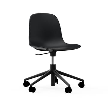 Sedia da ufficio girevole Form 5W - nero, alluminio nero, ruote - Normann Copenhagen