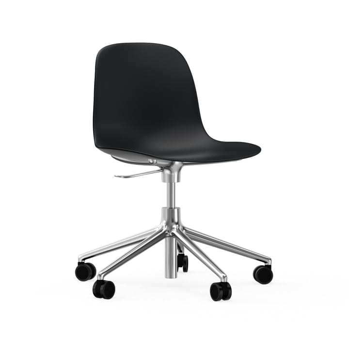 Sedia da ufficio girevole Form 5W - nero, alluminio, ruote - Normann Copenhagen