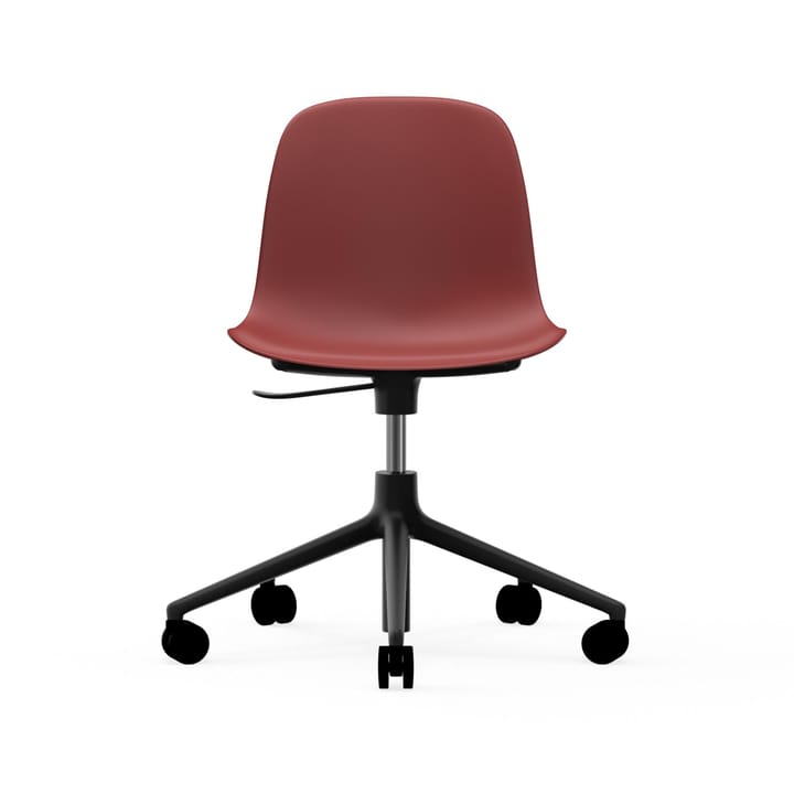 Sedia da ufficio girevole Form 5W - rosso, alluminio nero, ruote - Normann Copenhagen