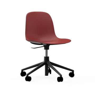 Sedia da ufficio girevole Form 5W - rosso, alluminio nero, ruote - Normann Copenhagen