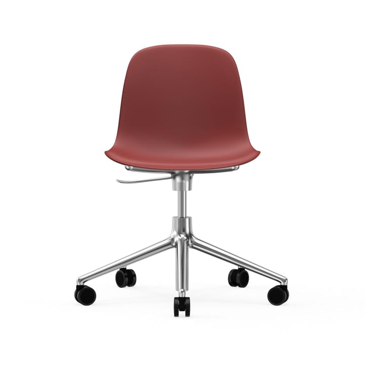 Sedia da ufficio girevole Form 5W - rosso, alluminio, ruote - Normann Copenhagen