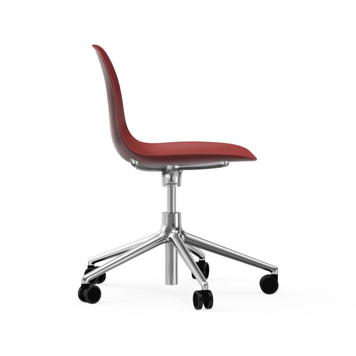 Sedia da ufficio girevole Form 5W - rosso, alluminio, ruote - Normann Copenhagen