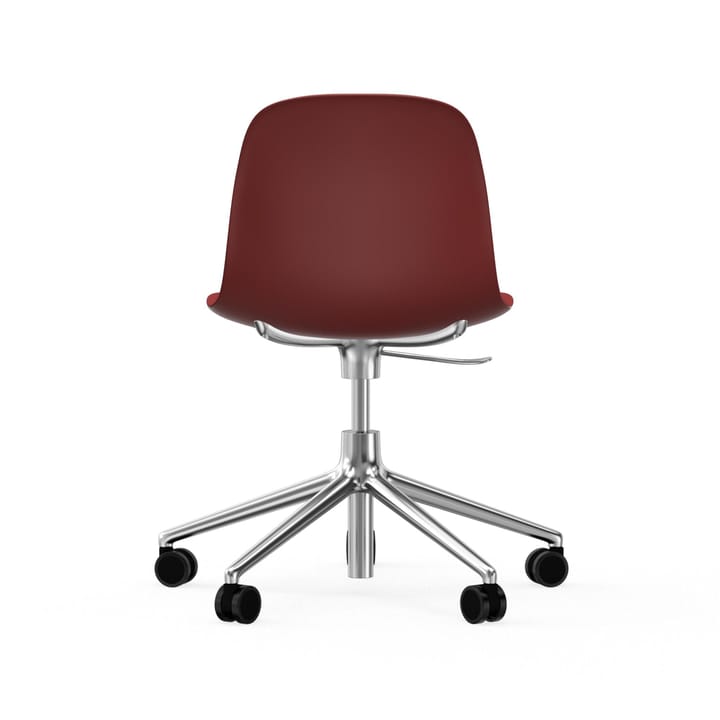 Sedia da ufficio girevole Form 5W - rosso, alluminio, ruote - Normann Copenhagen