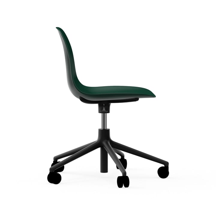 Sedia da ufficio girevole Form 5W - verde, alluminio nero, ruote - Normann Copenhagen