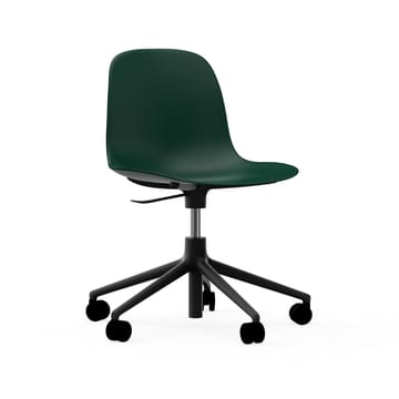 Sedia da ufficio girevole Form 5W - verde, alluminio nero, ruote - Normann Copenhagen