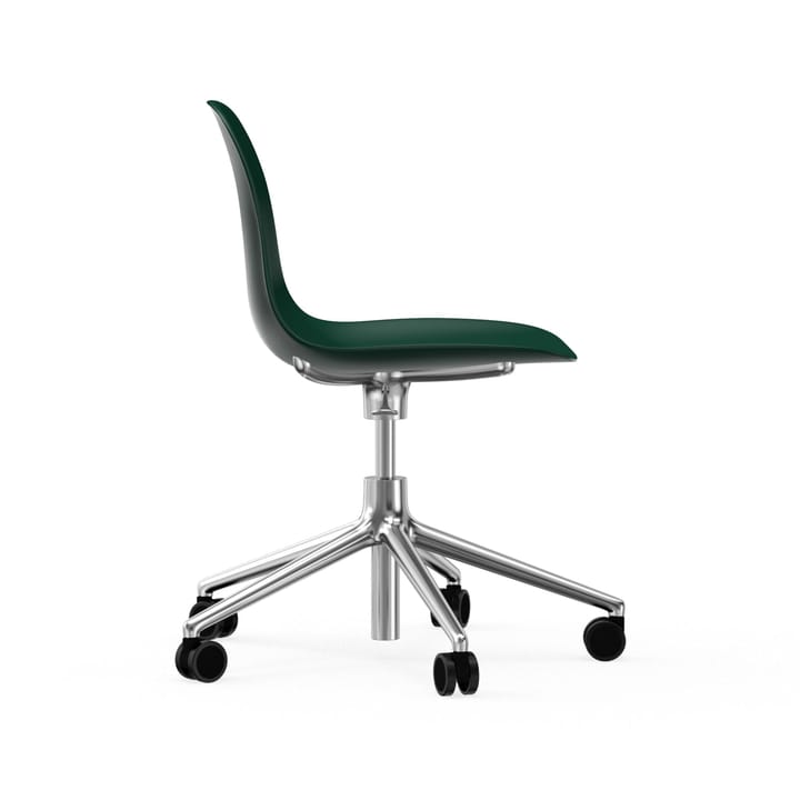 Sedia da ufficio girevole Form 5W - verde, alluminio, ruote - Normann Copenhagen