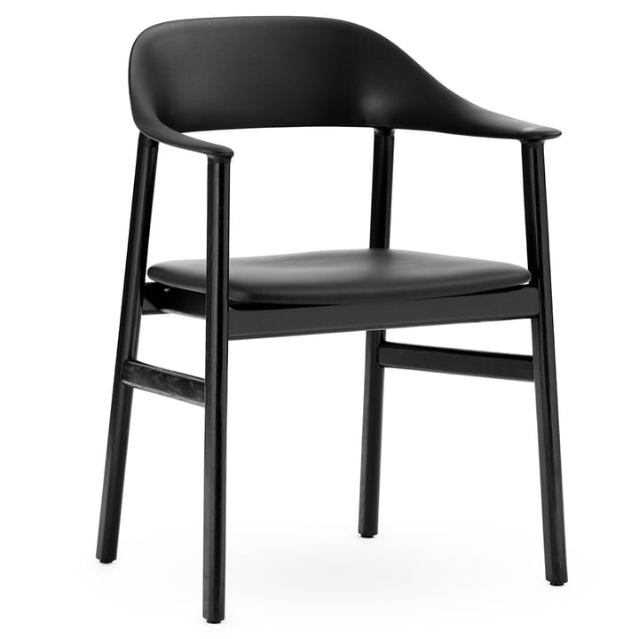 Sedia Herit con braccioli & e rivestimento in pelle rovere nero - Nero - Normann Copenhagen