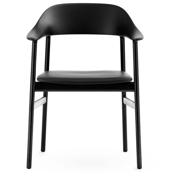 Sedia Herit con braccioli & e rivestimento in pelle rovere nero - Nero - Normann Copenhagen