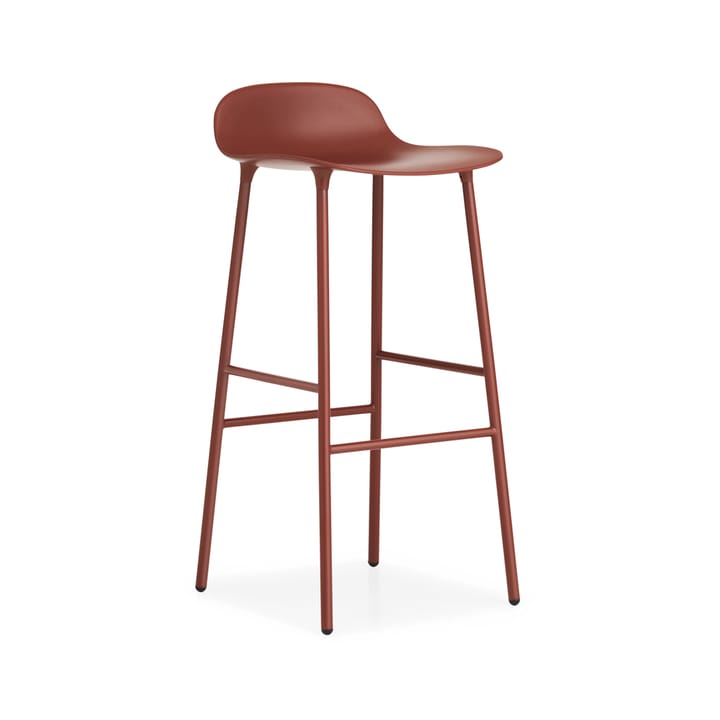 Sgabello da bar alto Form - rosso, gambe in acciaio laccato rosso - Normann Copenhagen