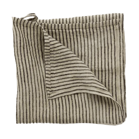 Asciugamano da cucina in lino Stripe 45x65 cm - Nero-sabbia - Olsson & Jensen