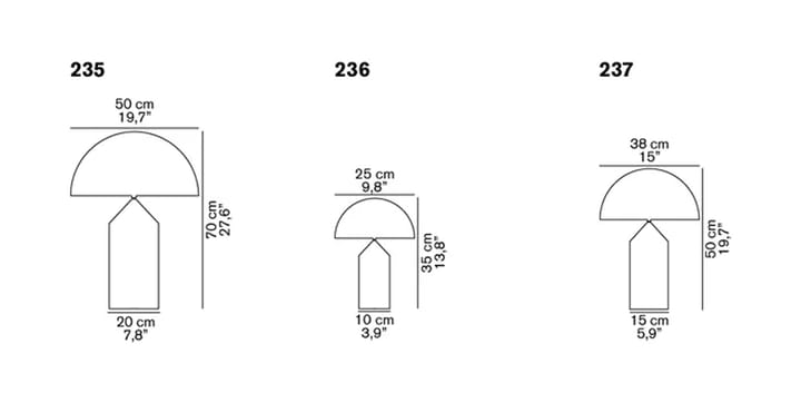 Lampada da tavolo Atollo medium 237 in vetro, Opal, medium Oluce