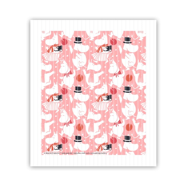 Panno per piatti Moomin celebration 17x14,5 cm - Bianco-rosa - Opto Design