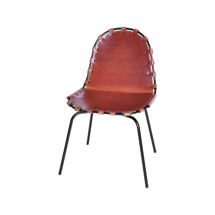 Sgabello Stretch - pelle cognac, base nera - OX Denmarq