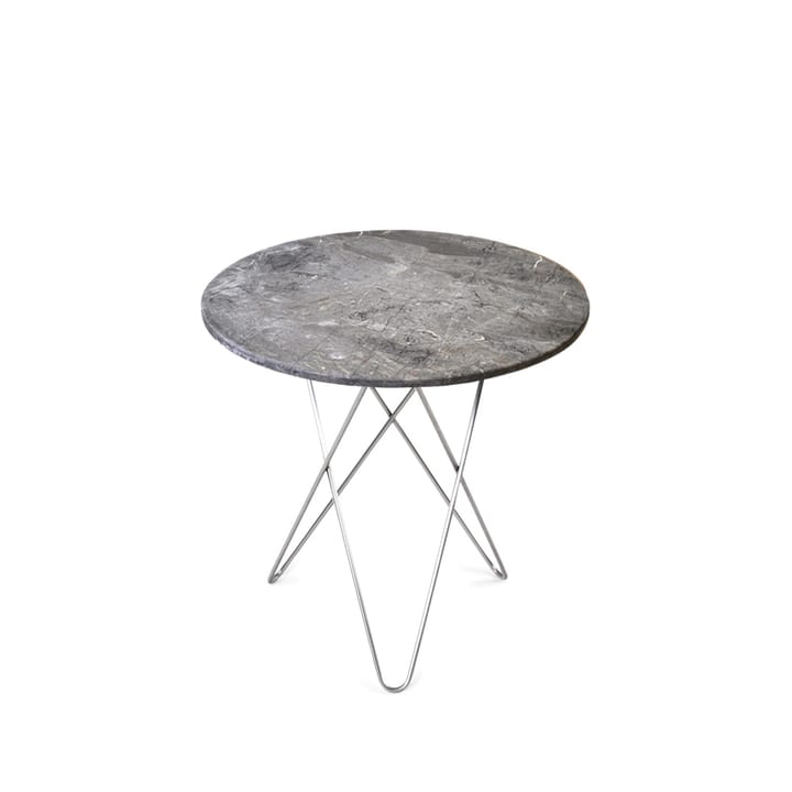 Tavolino Tall Mini O Table - Marmo grigio, struttura in acciaio inox - OX Denmarq