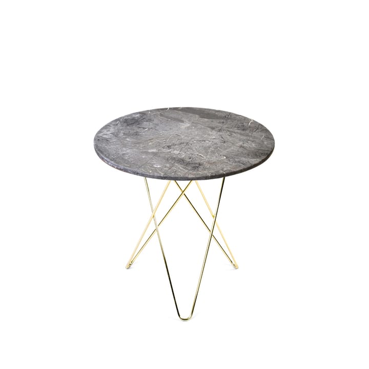 Tavolino Tall Mini O Table - Marmo grigio, struttura in ottone - OX Denmarq