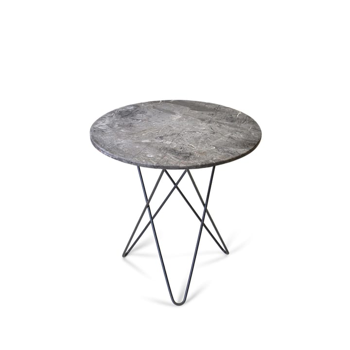 Tavolino Tall Mini O Table - Marmo grigio, struttura laccata in nero - OX Denmarq