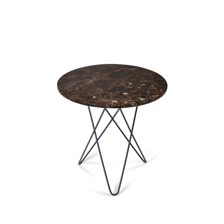 Tavolino Tall Mini O Table - marmo marrone, struttura laccata in nero - OX Denmarq