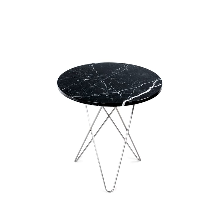 Tavolino Tall Mini O Table - marmo nero, struttura in acciaio inox - OX Denmarq