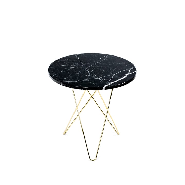 Tavolino Tall Mini O Table - marmo nero, struttura in ottone - OX Denmarq