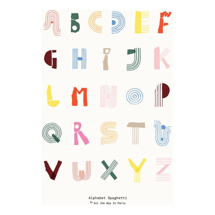 Poster Alphabet Spaghetti multicolore  - 50x70 cm - Paper Collective