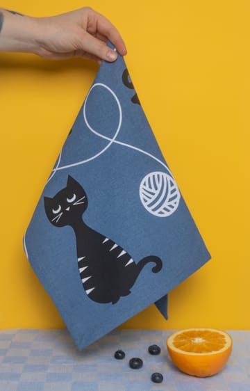 Asciugamano da cucina Kattfamiljen 50x70 cm - Blu-nero-bianco - Pluto Design